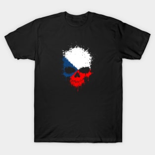 Chaotic Czech Flag Splatter Skull T-Shirt